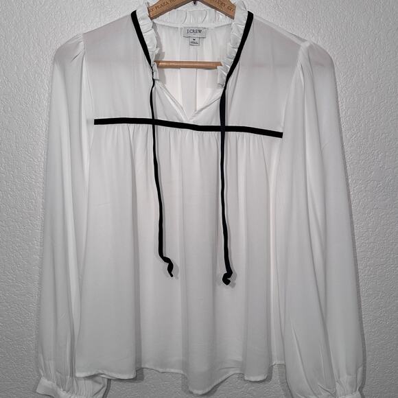 J. Crew Velvet Tie-neck top Medium - Picture 2 of 9